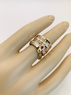 WomenVirgen Mary Ring Semanario 14K Gold Plated Womens Sz 7 Anillo Oro Laminado